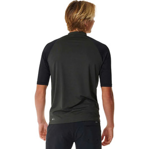 2024 Rip Curl Hombres Shock UV Chaleco De Lycra De Manga Corta 147MRV - Black Marled